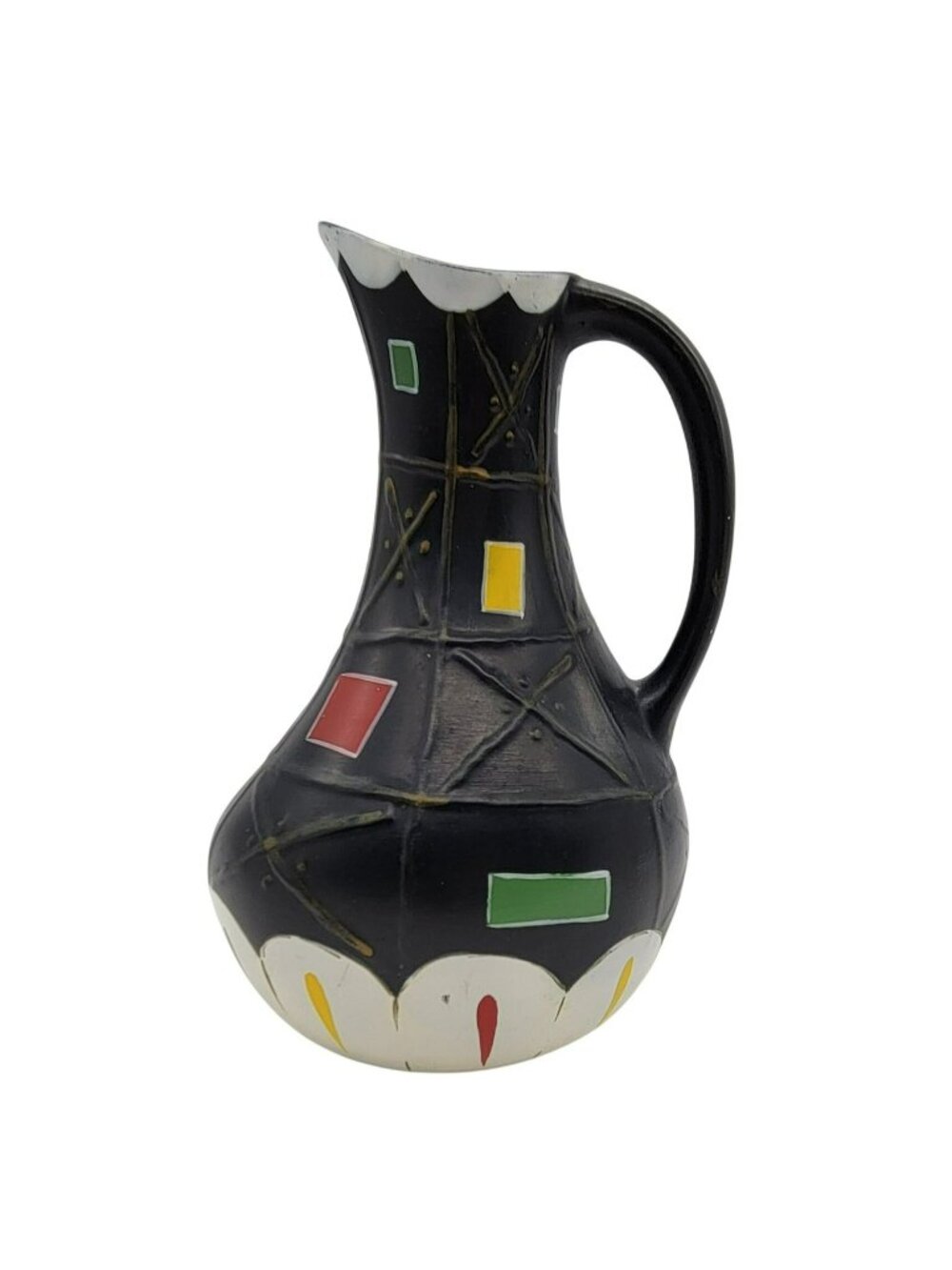 Mid-Century Brentleigh Ware "Lorca" Jug Ceramic Pitcher Multicolor Abstract